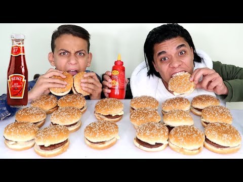تحدي اكل 20 سندوتش برجر حاار في دقيقة واحدة ضد عبدالله من مطعم مشهور بدون ماية توقعو مين فاز