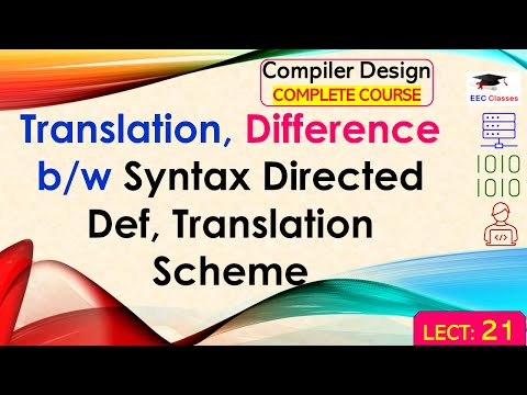 L21: Translation, Difference b/w Syntax Directed Def, Translation Scheme | Compiler Design Lectures