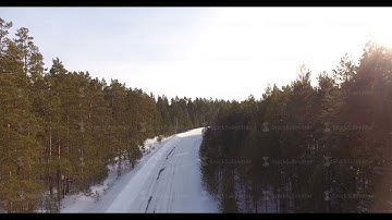 Aerial view from helicopter. View from copter: Siberian winte