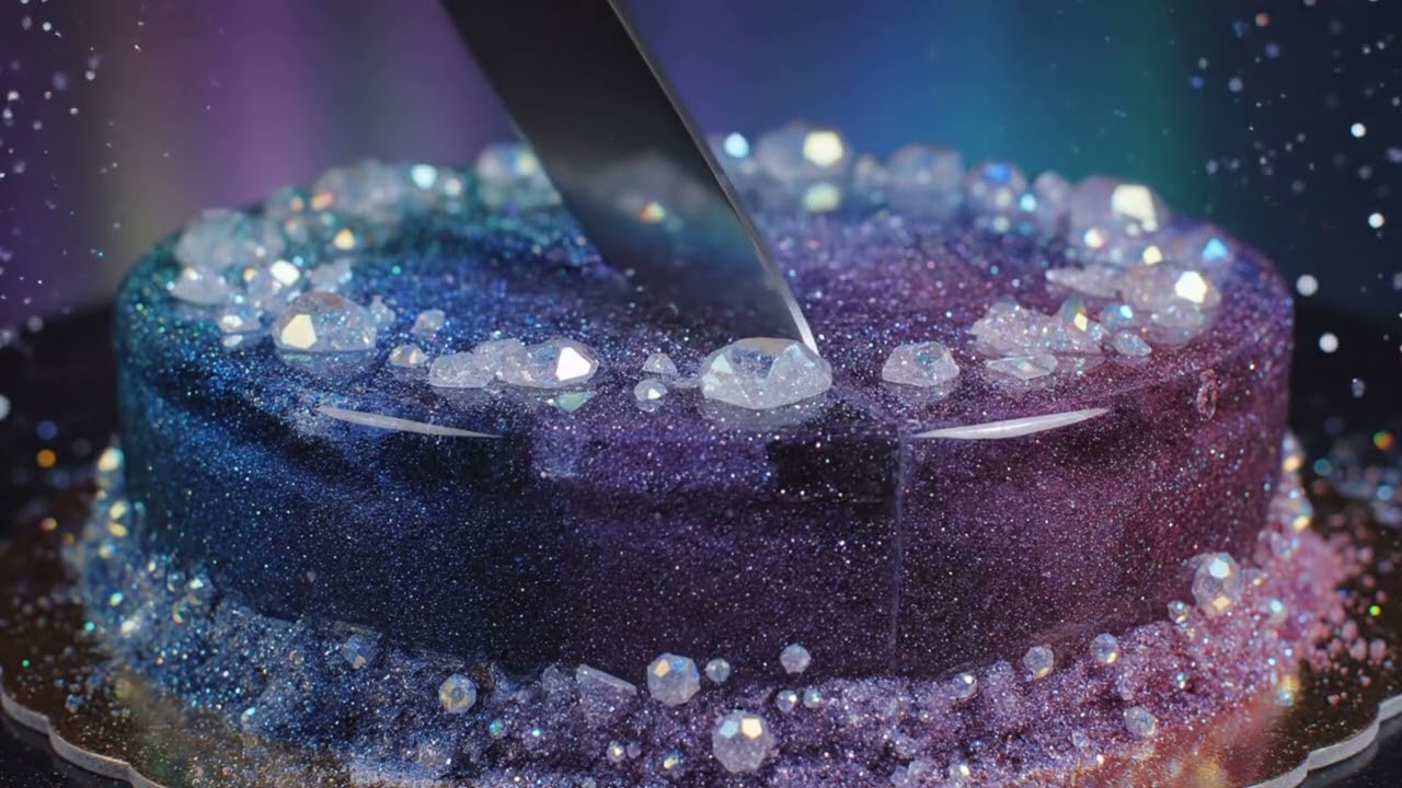 🌑Galaxy Cake ASMR🌑 Ai Glassy Cake🎂