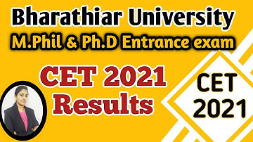 CET 2021 Result || Bharathiar University