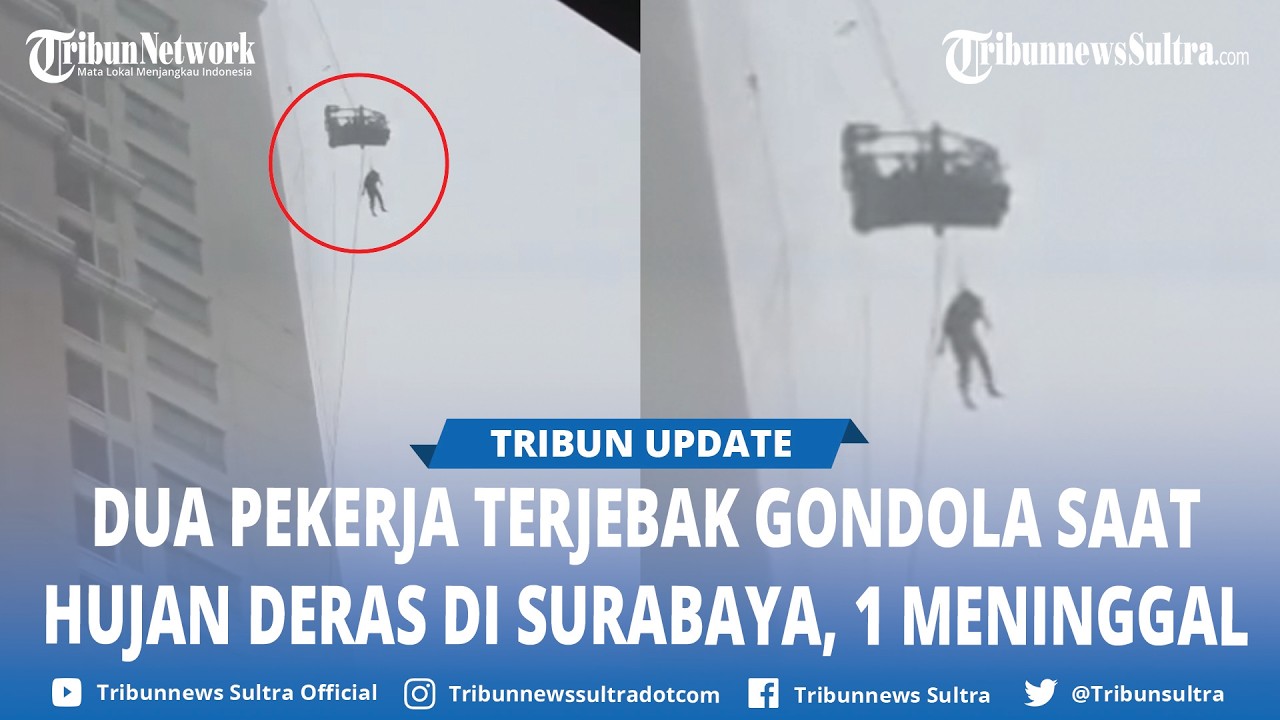 Pekerja Pembersih Kaca Apartemen Surabaya Menggelantung Terjebak Cuaca Buruk, 1 Orang Meninggal