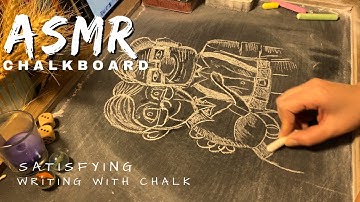 ASMR chalkboard/drawing UP animation characters/sound of chalk on board/ relaxing/no talking