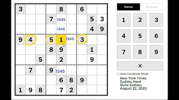 New York Times Sudoku Hard August 22, 2023