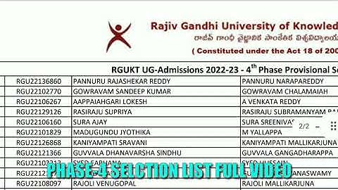Ap Rgukt iiit Phase-4 Selection List Released 2022 || Verify You names in Full Selection List Video