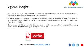 The dry construction market is driven by emergence of lightweight construction technologies