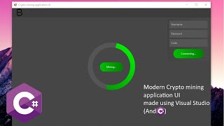 Modern Crypto mining Application UI in Visual Studio (Tutorial, by C#) screenshot 5