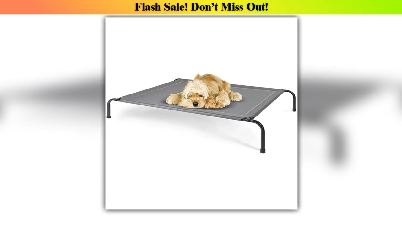 Deal Cooling Elevated Dog Bed Outdoor Raised Portable Dog Cot Beds NoSlip Feet Durable Portable