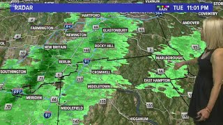 Chance leftover shower/storm tonight but the severe weather threat is over