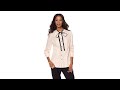 Ref:omXvraXSTmw Wendy williams poplin tuxedo blouse with neck tie