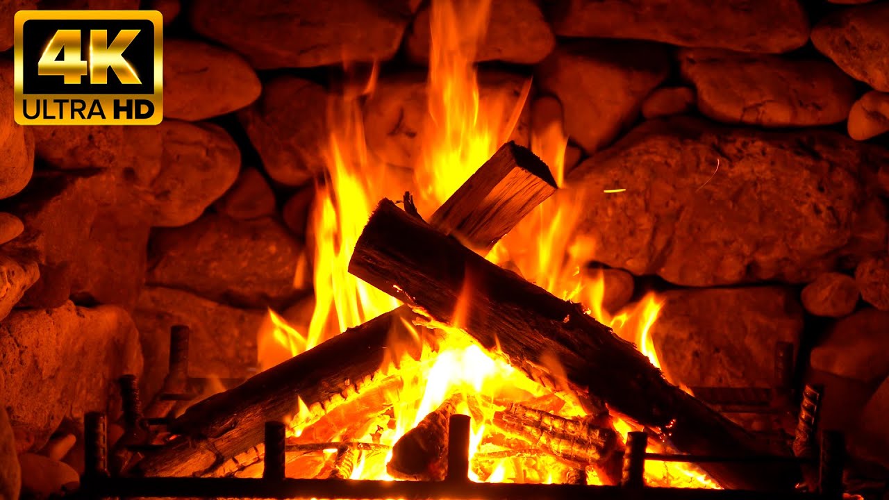 Burning Fireplace Traditional 4K 🔥Warm Fireplace Serenity & Crackling ...