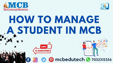 How to Manage a Student in MCB || MyConceptBooster || 7032315336 || #mcb