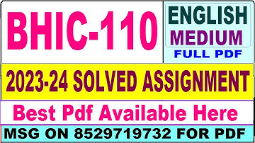 BHIC 110 solved assignment 2024 || bhic 110 solved assignment 2023-24 in English ||  bhic110 2024