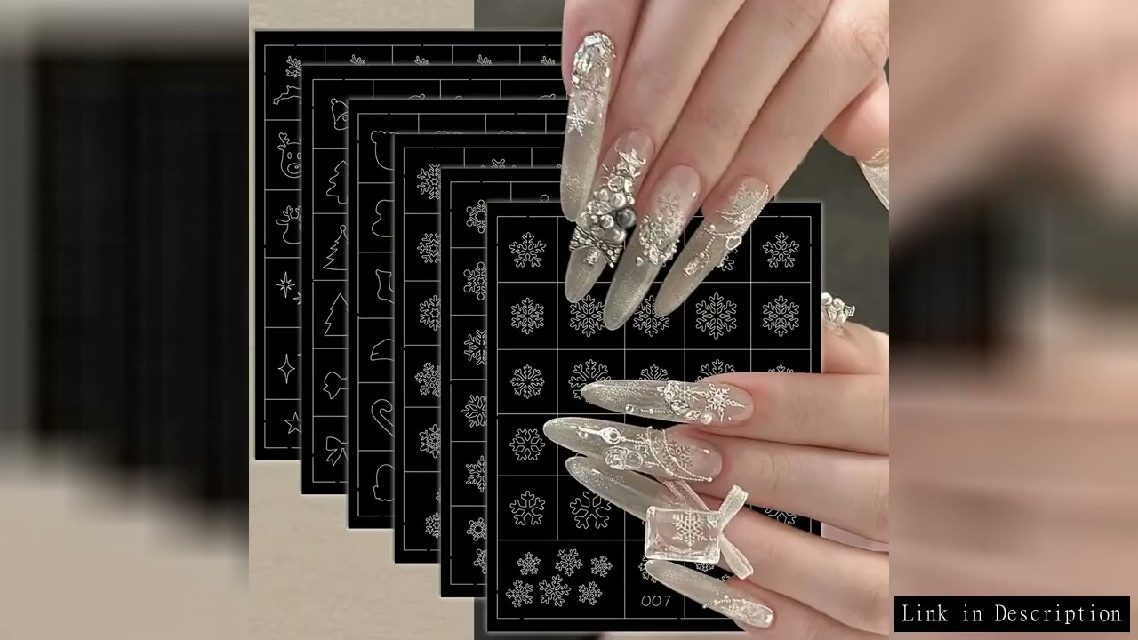 3/6 Sheets White Christmas Nail Art Stickers, Self-Adhesive Snowflake Santa Tree Nail Decals for Win