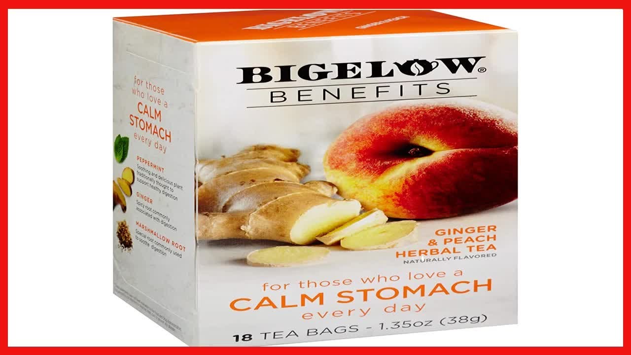 Bigelow Benefits Calm Stomach Ginger Peach Herbal Tea, Caffeine Free