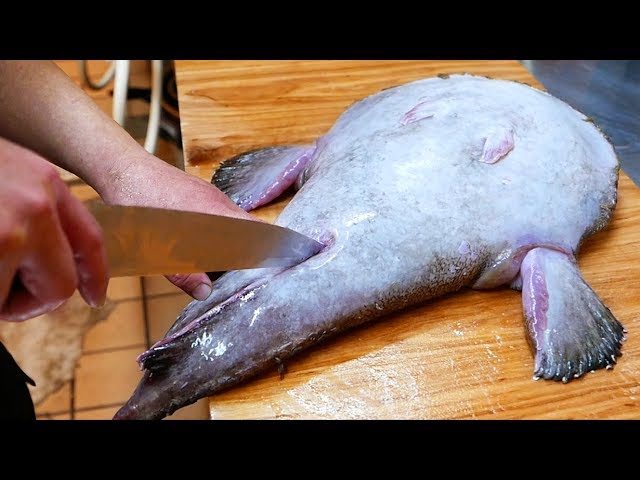 Japanese Street Food - MONKFISH ANGLER FISH Sashimi Okinawa Seafood Japan