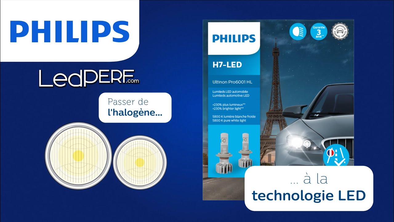 LED Homologué H7 Pro6001 - RENAULT megane III - Philips Ultinon  11972U6001X2 5800K +230% - France-Xenon