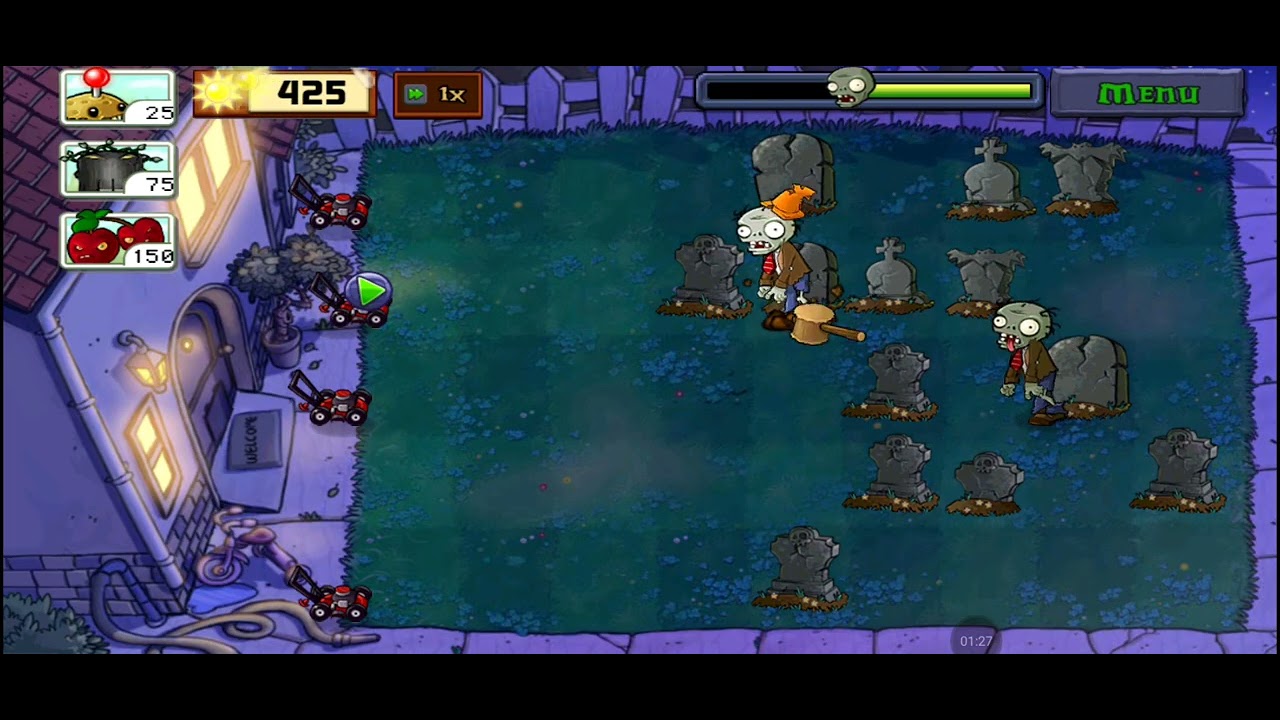 Playing Whack a Zombie in Plants vs Zombies!