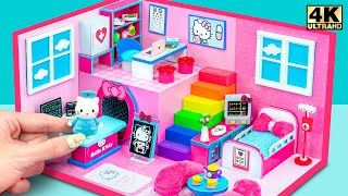 12 دقيقة بناء مستشفى الوردي المصغر لـ Hello Kitty ، Hamster ❤️ DIY Miniature Cardboard House