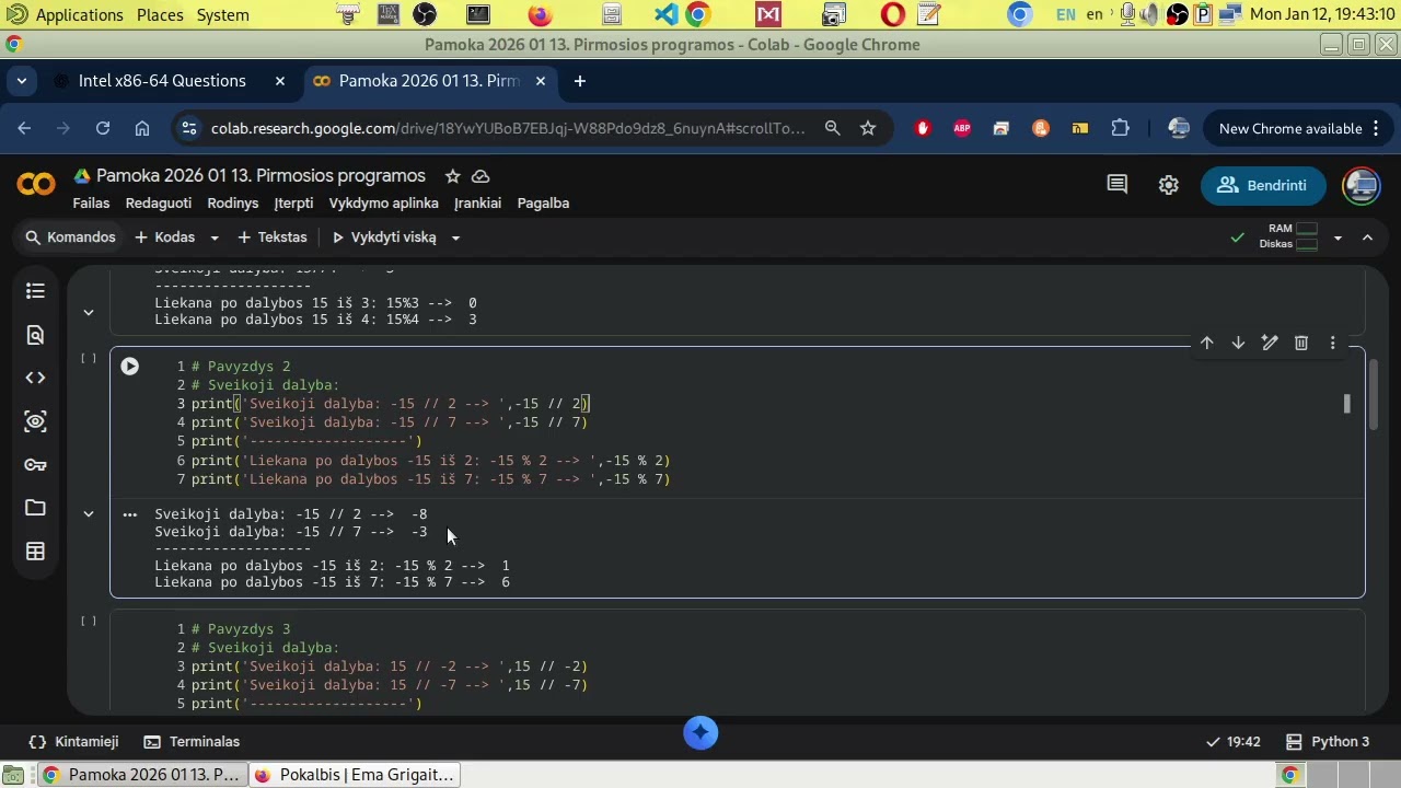 8ms 2026 01 13.  Sveikosios dalybos ir liekanos taikymo pavzdžiai