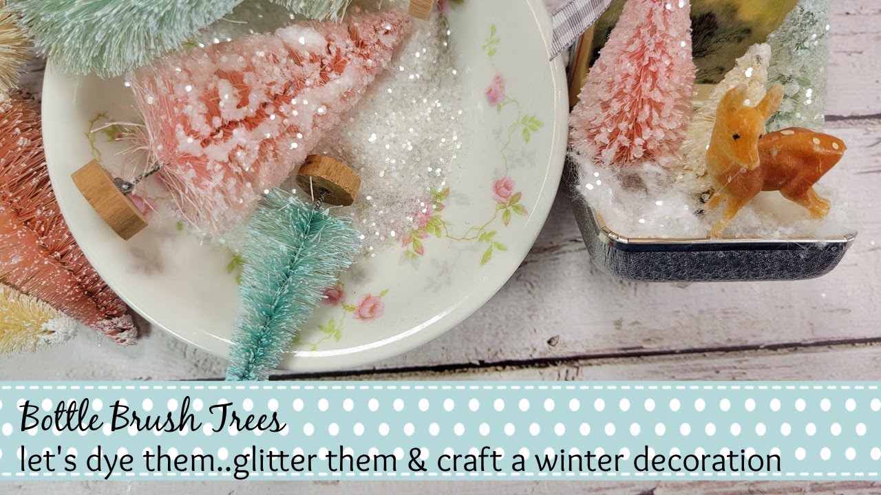 Как покрасить ёлочки из ёршиков для бутылок...добавляем блёстки и используем их в милом рукодельн...