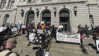 Rev. Al Sharpton leads protest regarding construction of Sherwin-Williams global headquarters