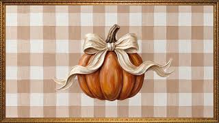 Coquette Bow Pumpkin • Soft Girly Gingham Fall TV Art (No Sound) 4K  Girly Fall Wall Decor Wallpaper screenshot 3