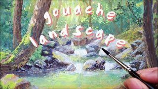 How to paint a landscape in gouache | Landscape painting tips