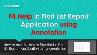 F4 Help in Fiori List Report Application using Annotations