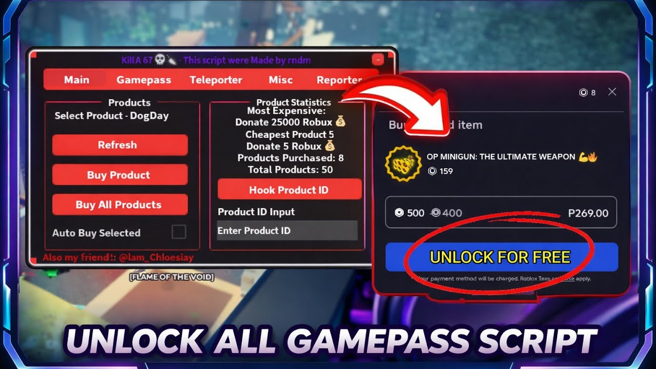 [ NEW ] FREE Gamepass Script Hack - ROBLOX SCRIPTS - Unlock All ...