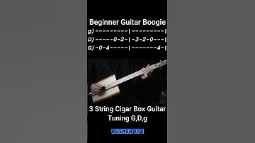 Beginner Guitar Boogie Easy (No Chat) Lesson 3 string Cigar Box Guitar (beginner level 2)
