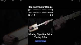 Beginner Guitar Boogie Easy (No Chat) Lesson 3 string Cigar Box Guitar (beginner level 2)