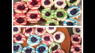Festive Raspberry Almond Thumbprint Cookies | Glitter Glaze | Video Tutorial