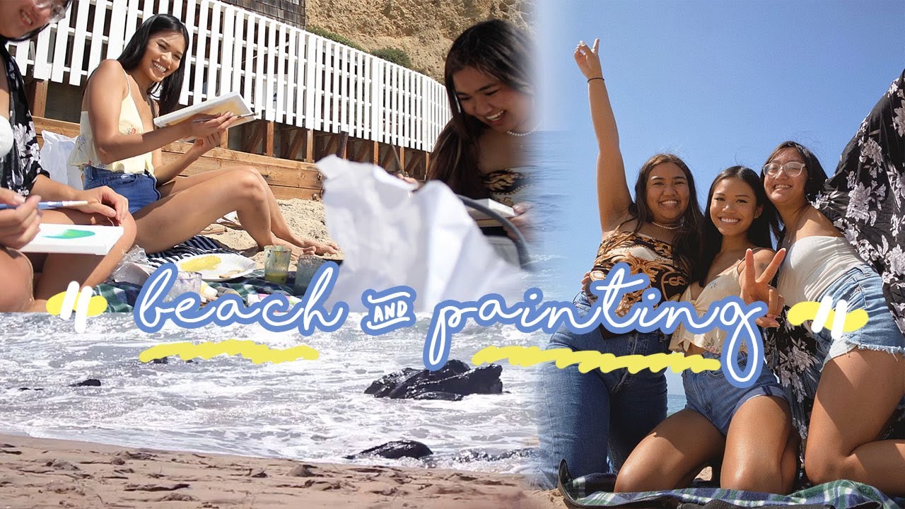 beach day + painting with my friends! | vlog