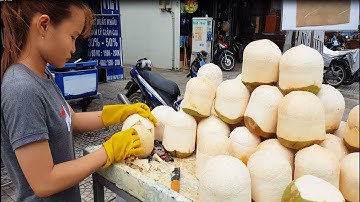 Em gái xinh gọt dừa cực siêu trên đường phố Sài Gòn | street food of saigon