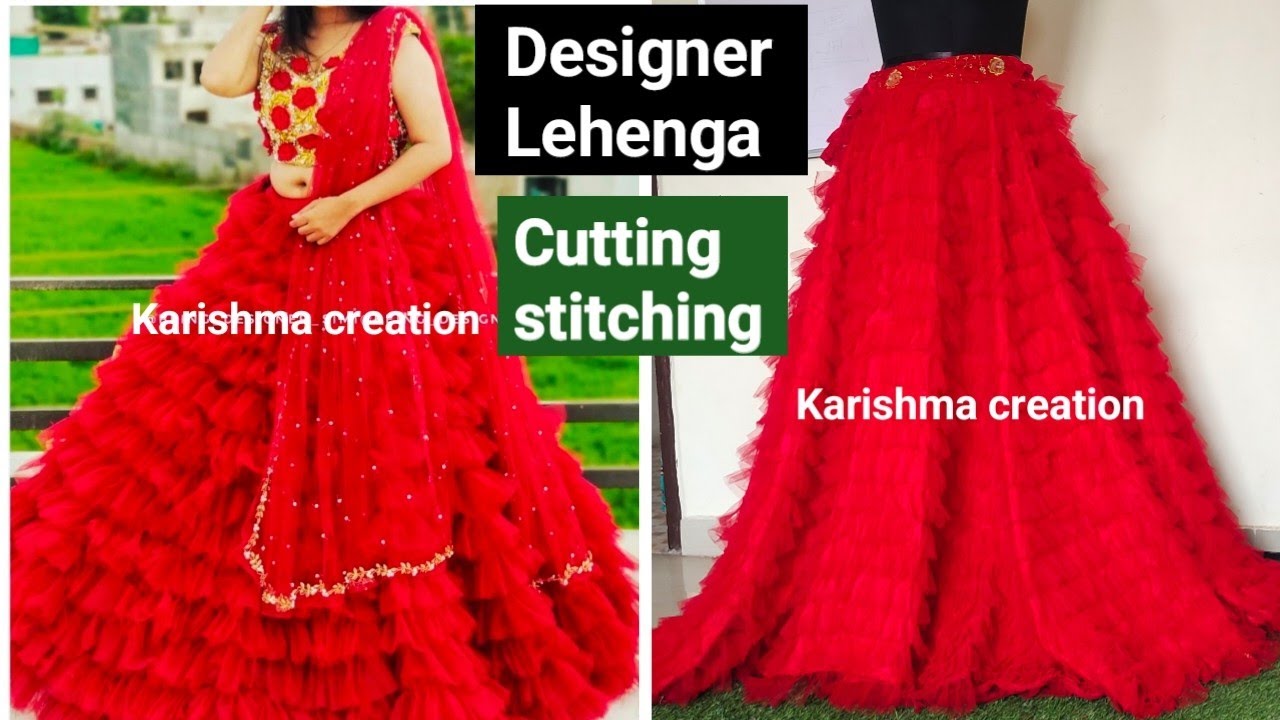 Diy Trending Layered Lehenga cutting Stitching/ Prom dress/ prom Gown /Barbie Gown/ Ruffle lehenga