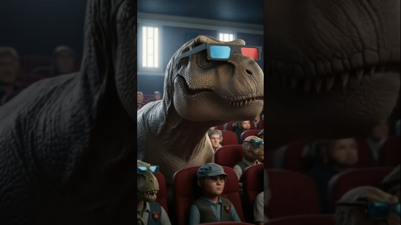 T-REX WATCHING A MOVIE
