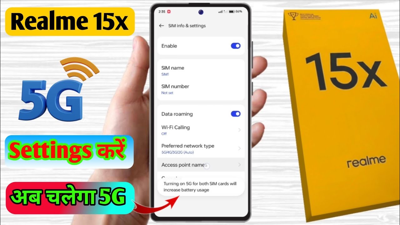 realme 15x 5g network settings, realme 15x me 5g network kaise laye