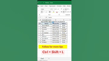 👉 Just press Ctrl + Shift + L.                How to use an Excel filter #spreadsheets #explorepage
