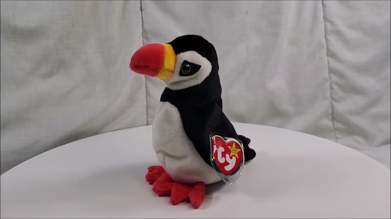 VINTAGE Ty Beanie Babies Collection 1997 Puffer Plush Bird Black 7" NWT