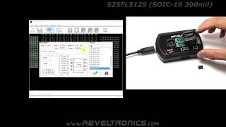 S25FL512S in SOIC-16 300-mil package serial flash programming with REVELPROG-IS