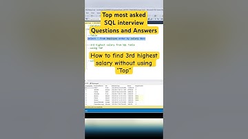 How to find third highest salary without using Top #sql #sqlqueries #sqlinterview #coding #shorts