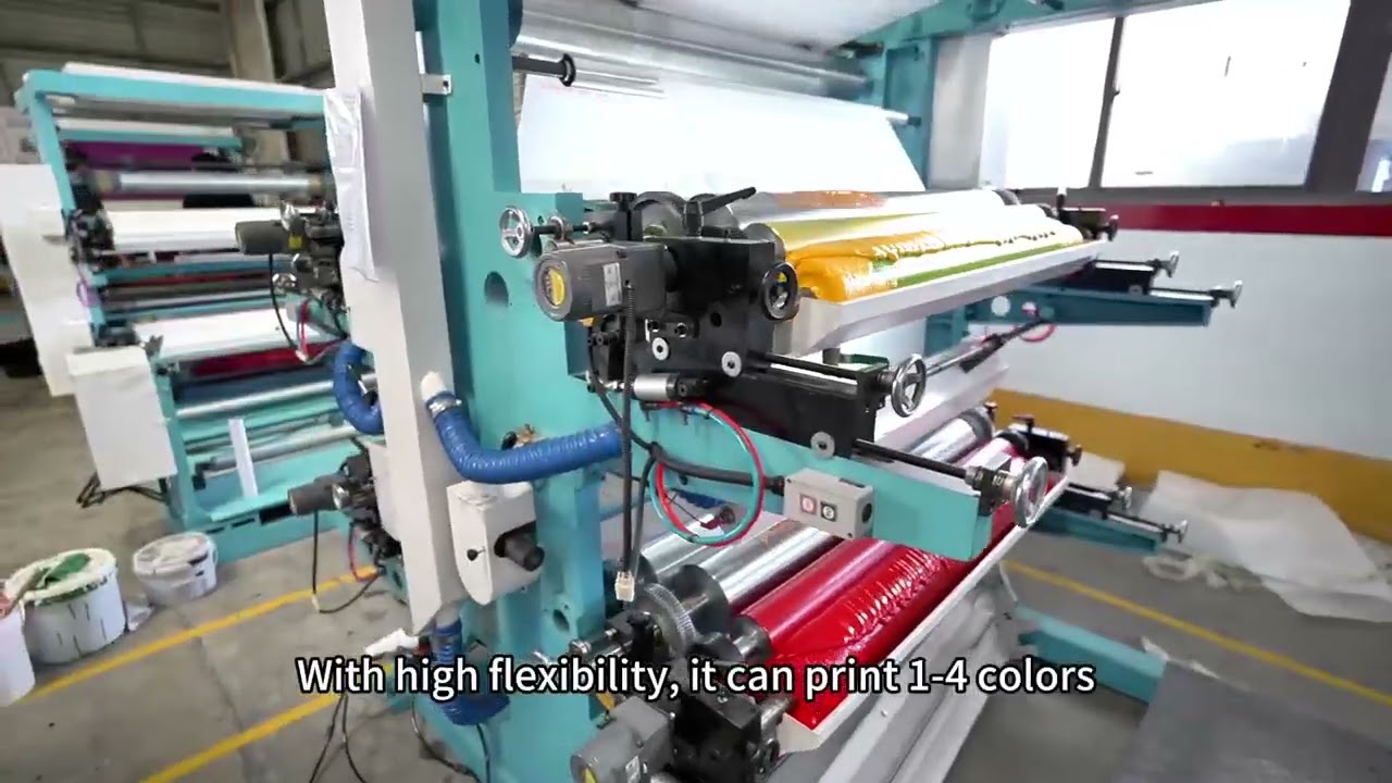 ZX 4 colors non woven flexo printing machine - YouTube