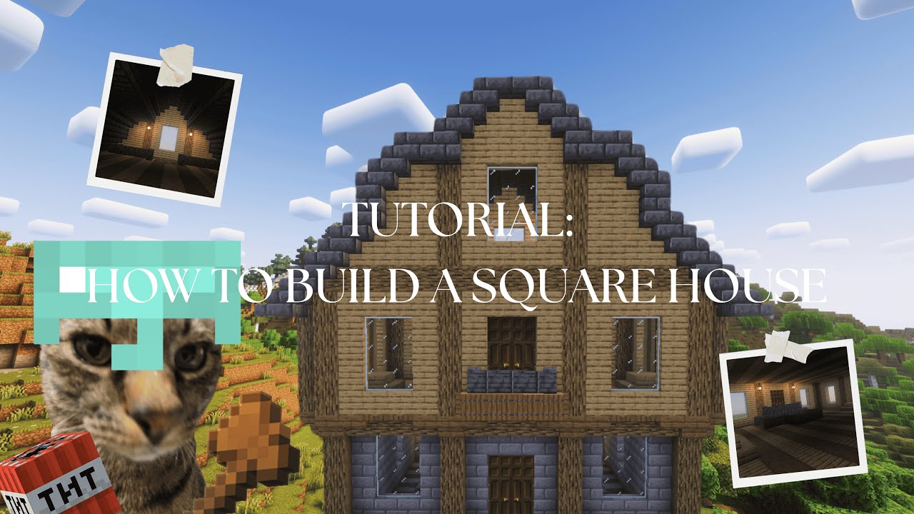How to build a square house in minecraft! FULL TUTORIAL!