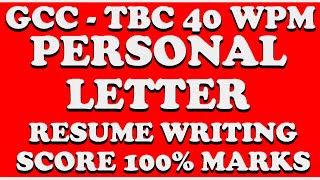 GCC-TBC 40 WPM | Resume / Personal Letter Writing | Full Guide with Marking System June 2025