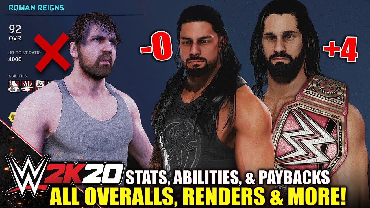 WWE 2K20 ALL SUPERSTAR OVERALLS! Renders, Abilities, Tag Teams ...