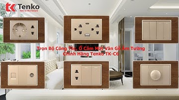 Trọn Bộ Công Tắc, Ổ Cắm Mặt Vân Gỗ Âm Tường Chính Hãng Tenko TK-C6 I Tenko.com.vn