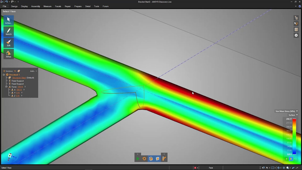 Bracket Project: Design and Stress Analysis in ANSYS DiscoveryLive (Part 3/3)