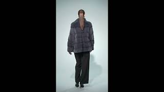 Velvet mink fur jacket in grafite color with elegant luxury real fur
