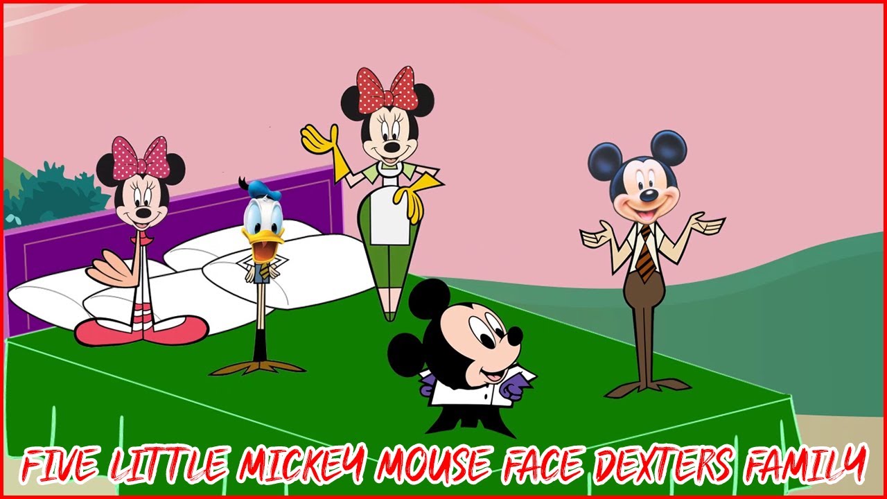 Five Little Mickey Mouse Face Dexters Family Jumping On The Bed ...